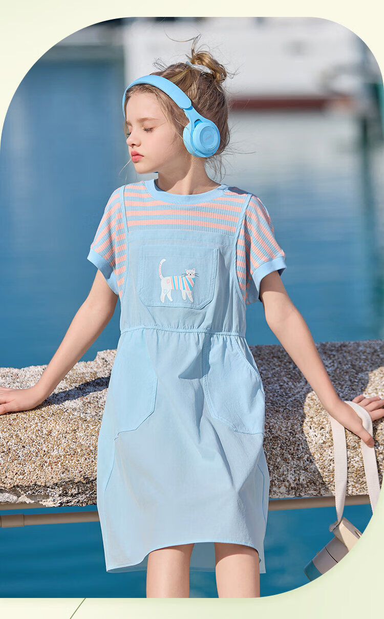 CHANZUIGOU Girls' Two-in-One Energetic T-Shirt Dress with Spliced Suspender Skirt 2026 Summer New Fashion 3